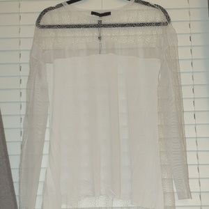 Sheer lace white long sleeve top